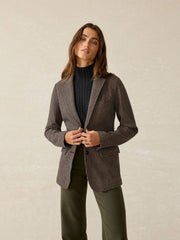 Inlet Knit Tweed Blazer - Mocha Mountain Houndstooth