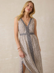 Macey Linen Maxi Dress - Summer Pearl Blossom