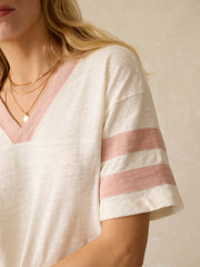 Sunwashed Midweight Organic Varsity Tee - Pink Varsity