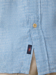 Short-Sleeve Palma Linen Shirt - Blue Basketweave