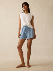 Sunwashed Midweight Organic Muscle Tank - White