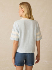 Sunwashed Midweight Organic Varsity Tee - Sky Varsity