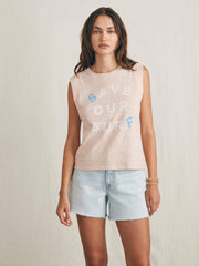Surfrider Sunwashed Midweight Organic Muscle Tank - Peach Whip