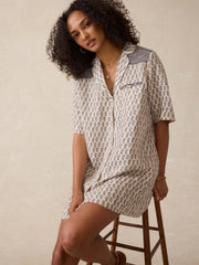 Paradise Point Linen Dress - Summer Pearl Blossom