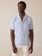 Short Sleeve Reserve Basque Camp Shirt - Light Blue Melange
