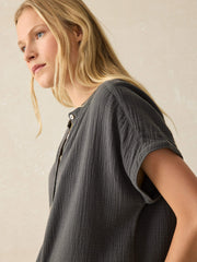 Dream Cotton Gauze Desmond Blouse - Washed Black
