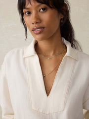 Linen Denim Sail Away Blouse - Egret