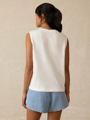 Sunwashed Midweight Organic Muscle Tank - White