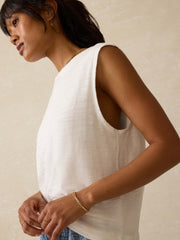 Sunwashed Midweight Organic Muscle Tank - White