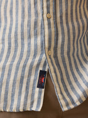 Short-Sleeve Palma Linen Shirt - Horizon Ivory Stripe