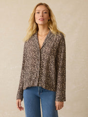 Cabana Long-Sleeve Shirt - Charcoal Woodstock Floral