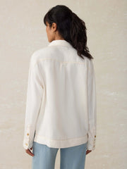 Linen Denim Sail Away Blouse - Egret