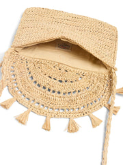 Raffia Tassel Clutch - Natural