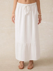 Dune Cotton Gauze Rees Skirt - White