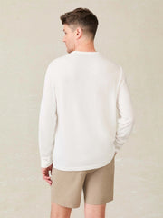 Long-Sleeve Sunwashed Regenerative Cotton Tee - White
