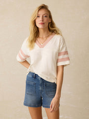 Sunwashed Midweight Organic Varsity Tee - Pink Varsity