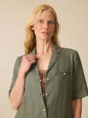 Paradise Point Linen Dress - Thyme