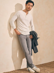 Long-Sleeve Newport Cloud Henley - Ivory Heather