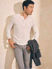 Long-Sleeve Newport Cloud Henley - Ivory Heather