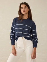 Sunwashed Cotton Fisherman Sweater - Water Mill Stripe