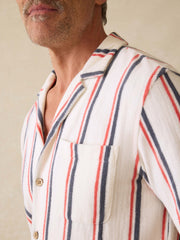 Short-Sleeve Cabana Towel Terry Shirt - Beach Club Stripe