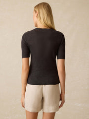 Miramar Linen Mini Rib Tee - Washed Black