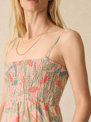 Sunrise Smocked Dress - Watercolor Palms