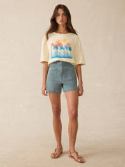 Stretch Terry Patch Pocket Short - Ocean Glass