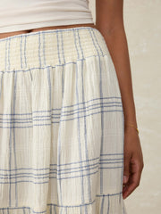 Dune Cotton Gauze Woodstock Skirt - Blue Cove Plaid