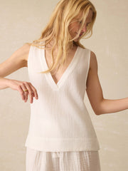 Dune Cotton Gauze Sleeveless Popover - White