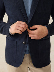 Inlet Knit Tweed Blazer - Navy Twilight Herringbone