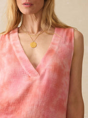 Dune Cotton Gauze Sleeveless Popover - Coral Skies Tie Dye