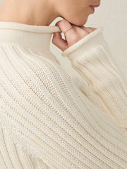 Sunwashed Cotton Rollneck Sweater - Egret