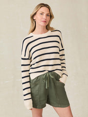 Miramar Linen Crewneck - Montauk Stripe