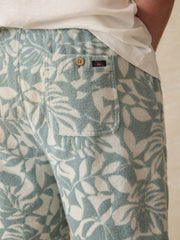 Cabana Towel Terry Sweatshort - Poolside Foliage Teal