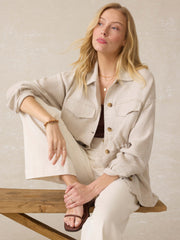 Twill Linen Utility Jacket - Flax