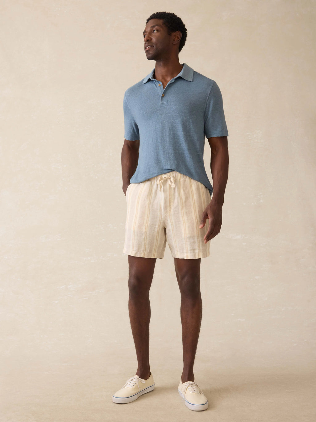 Essential Linen Short (6.5" Inseam) - Oak Island Stripe