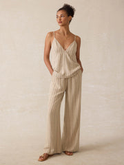 Riviera Linen Pant - Driftwood Stripe