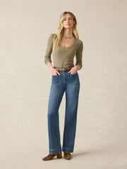 Pacific Pointelle Scoop Neck - Green Tea