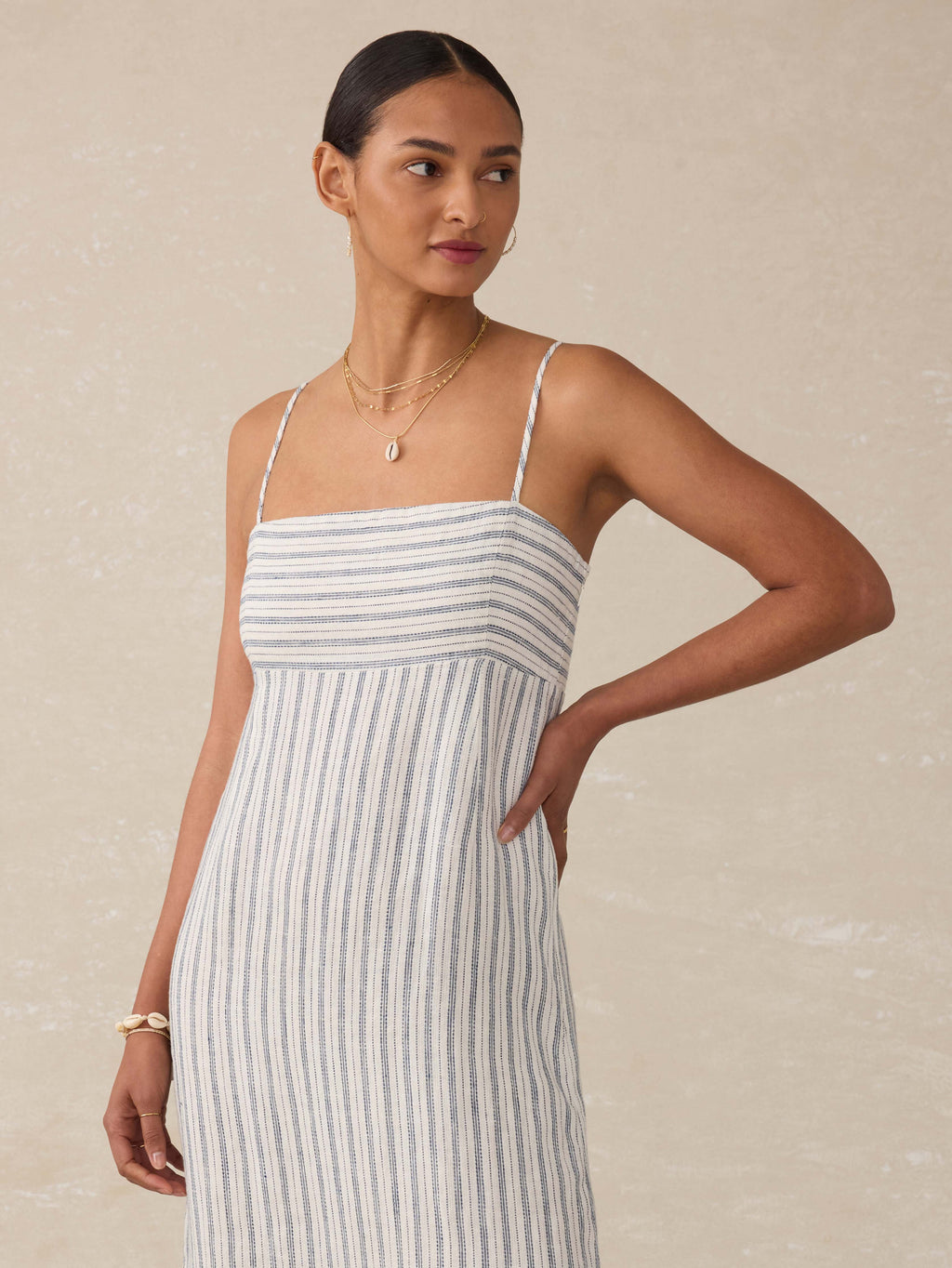 Sienna Linen Sun Dress - Oceanside Stripe