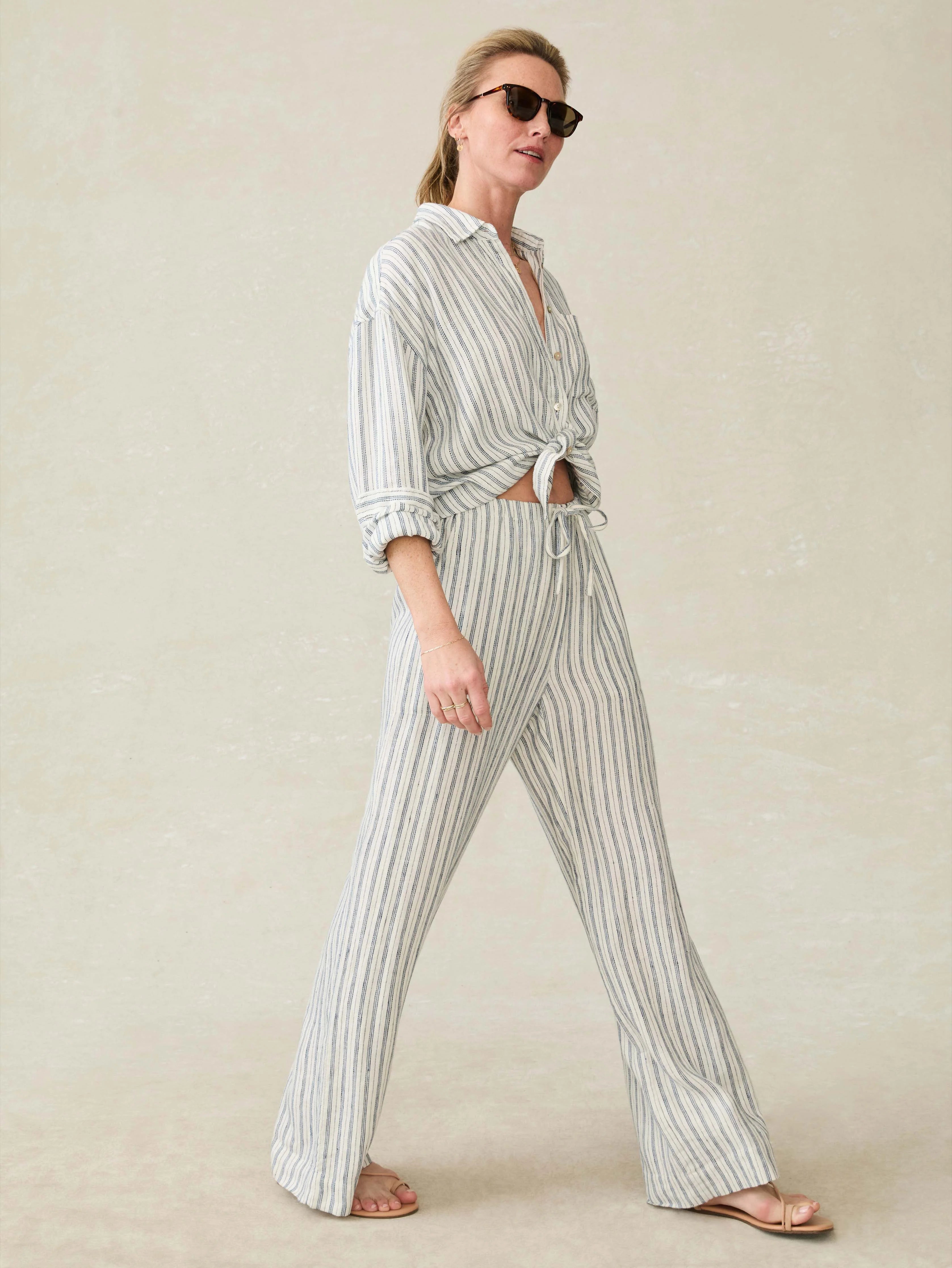 Laidback Linen Pant - Oceanside Stripe