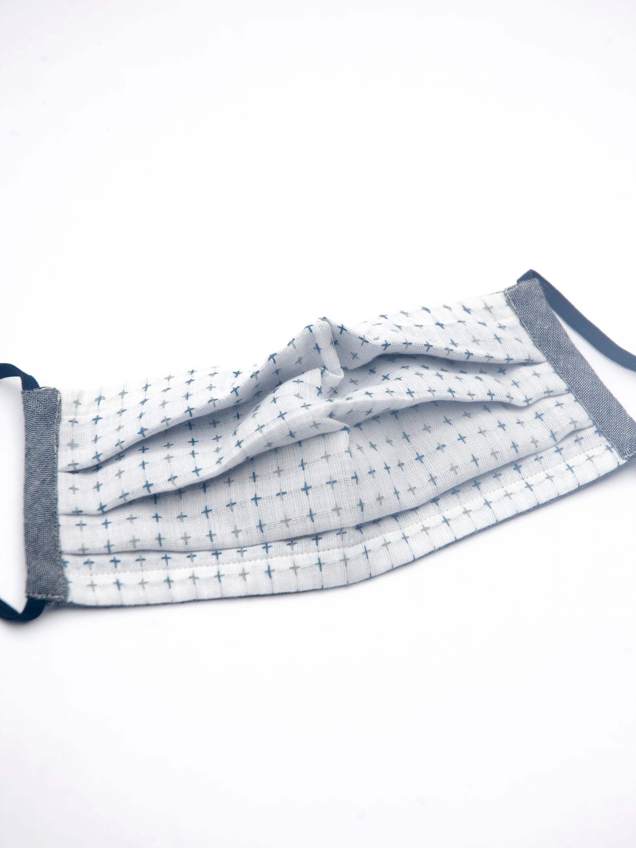 Faherty Artisan Cotton Mask - White Windowpane Dobby