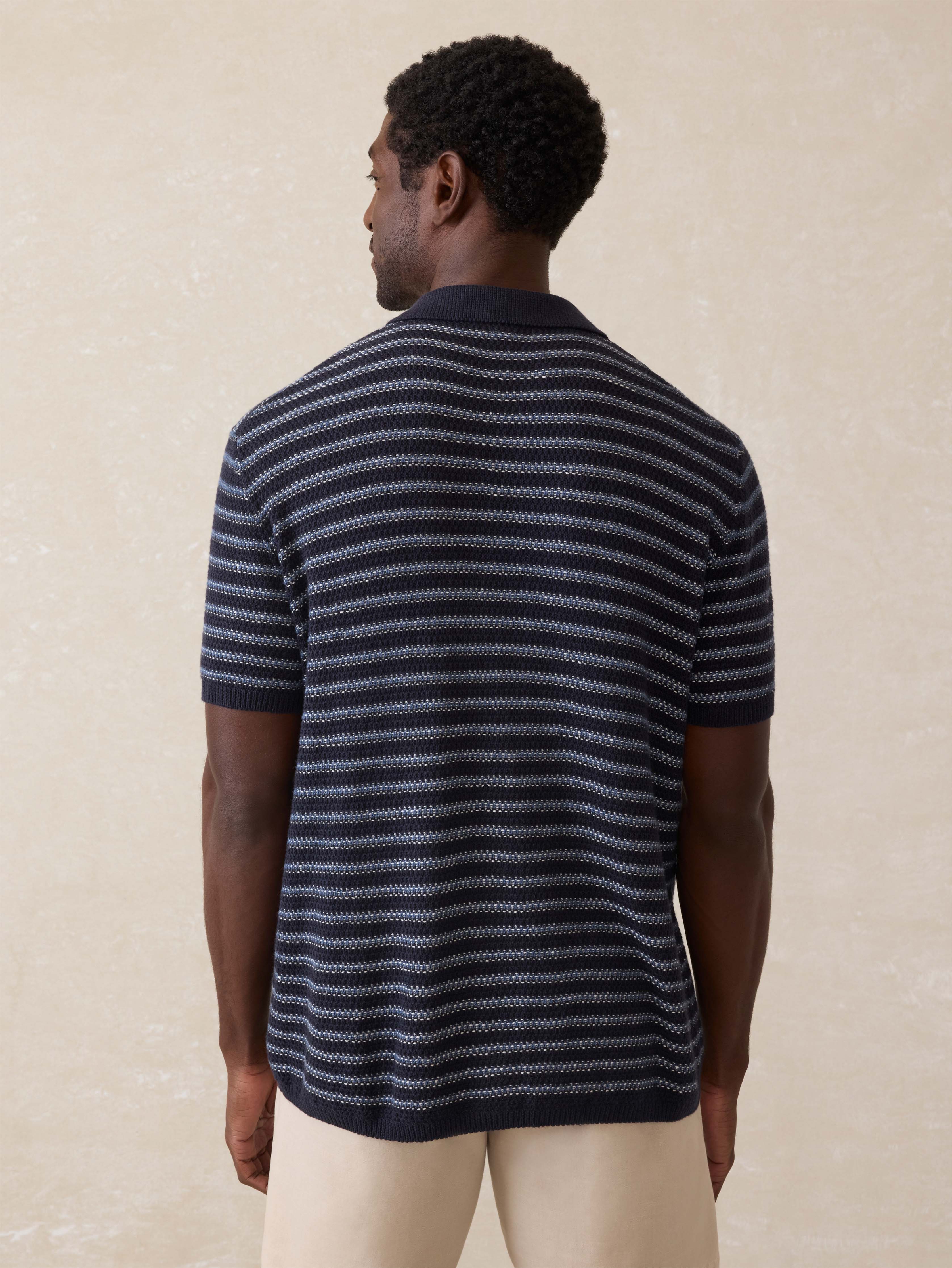 Short-Sleeve Sweater Shirt - Northern Depths Stripe