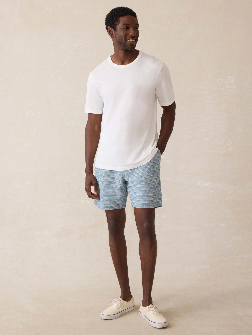 Indigo Knit Short - Indigo Waterway Stripe