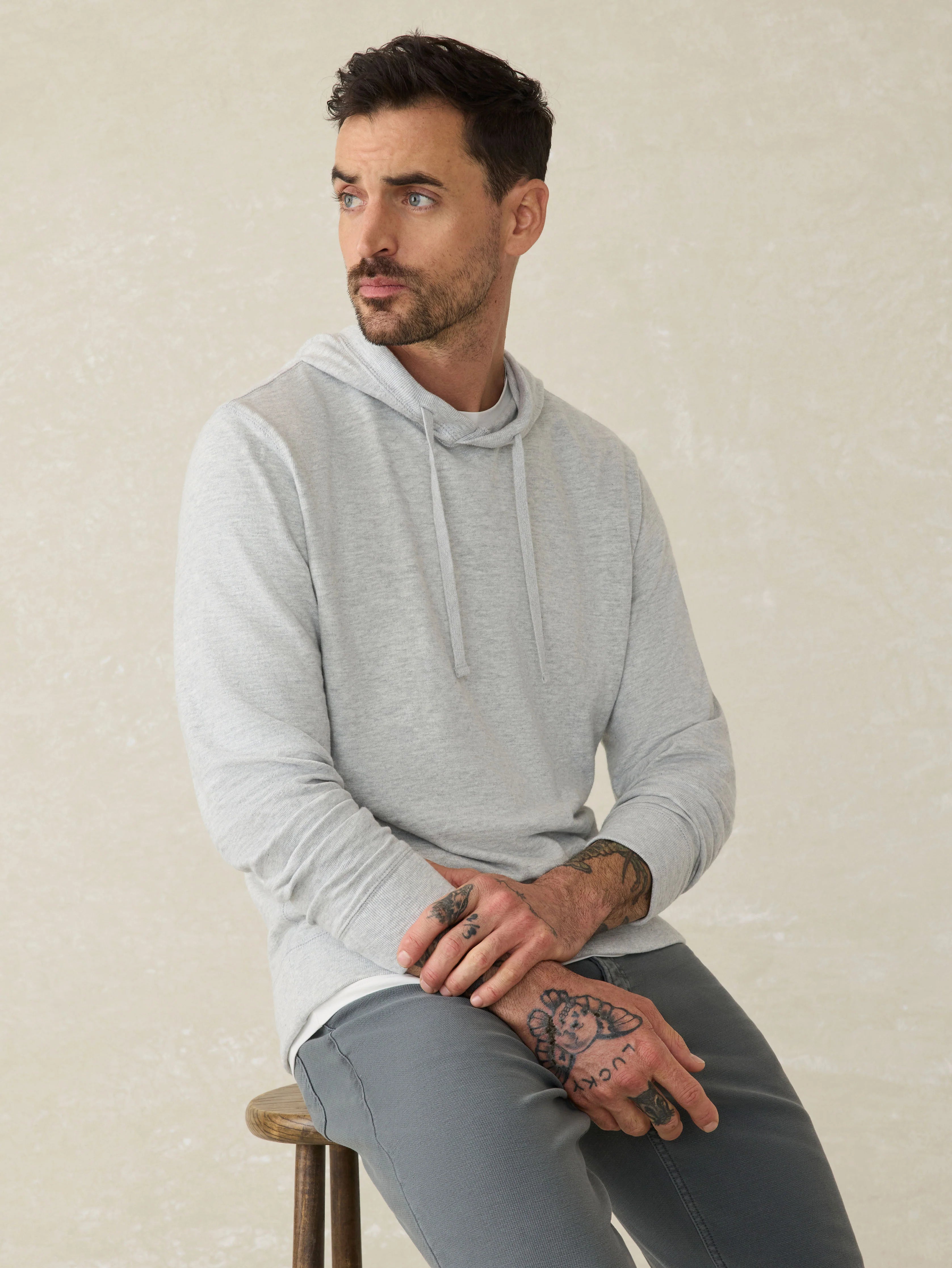 Sunwashed Slub Hoodie (Tall) - Light Grey Heather