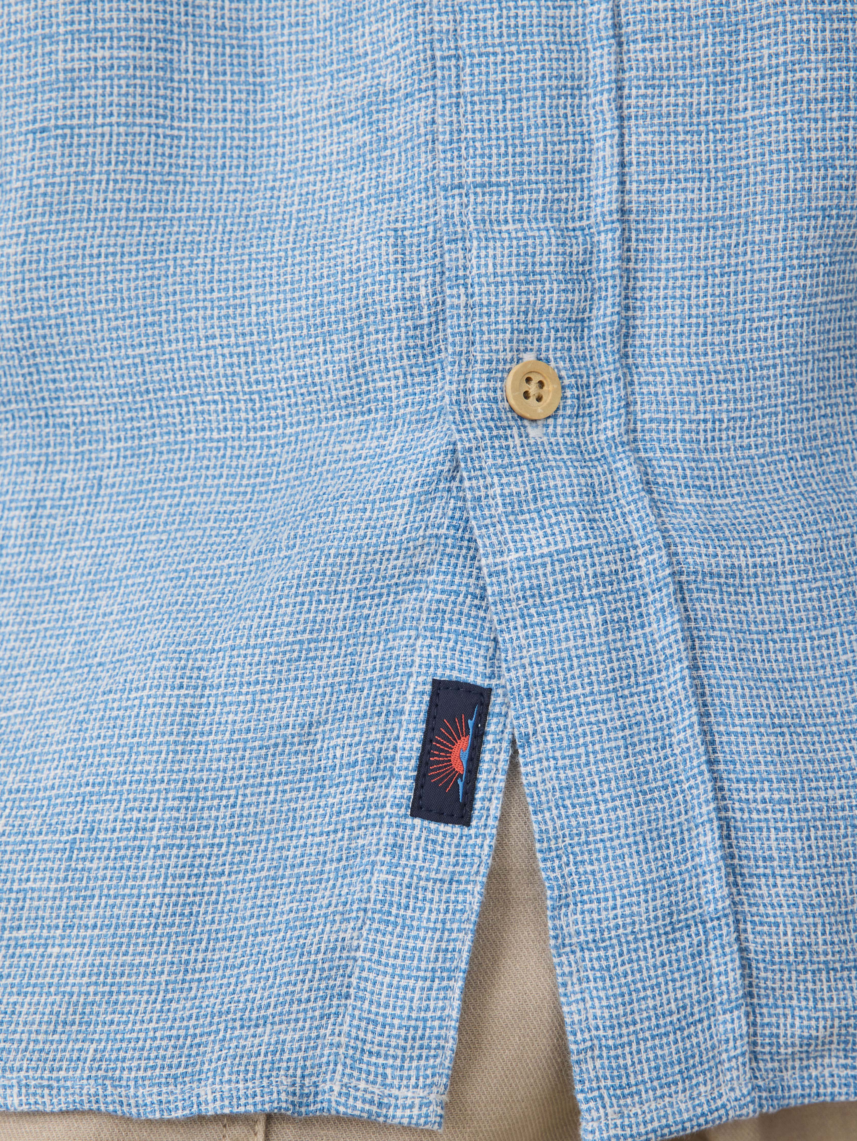 Short-Sleeve Palma Linen Shirt - Blue Basketweave