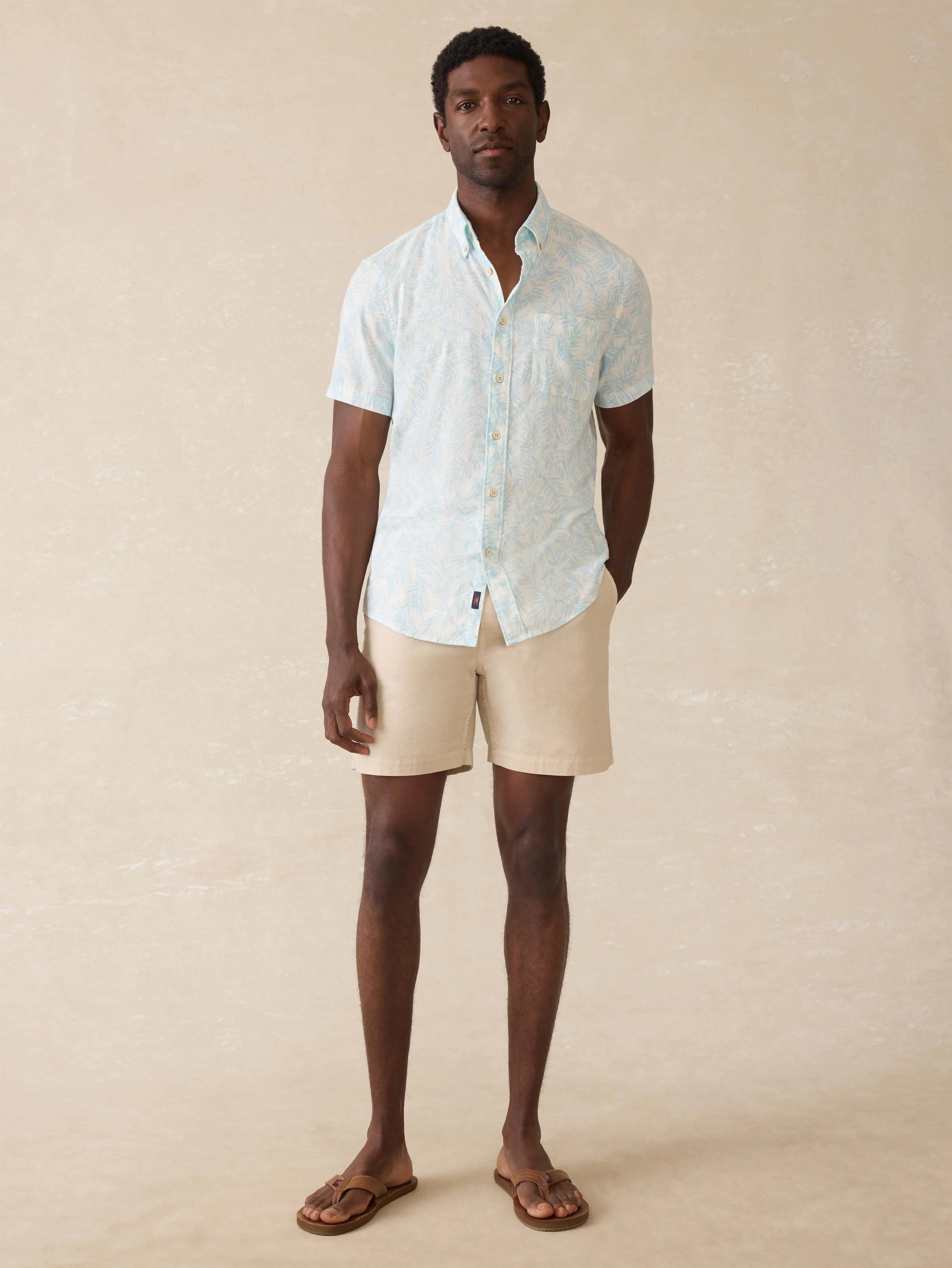Short-Sleeve Breeze Shirt - Sky Beach Foliage