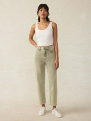 Slim Straight Sunwashed Denim - Olive Haze Wash
