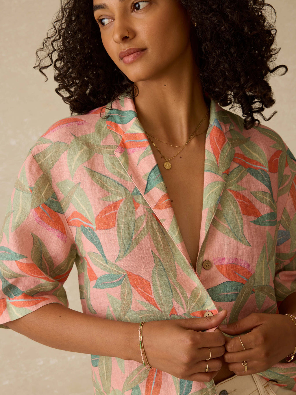 Kanoa Camp Shirt - Watercolor Palms