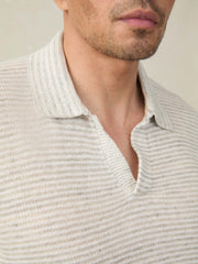 Short-Sleeve Linen Sweater Polo - Ivory Steel Feeder